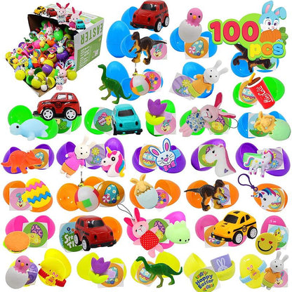 100Pcs Prefilled Easter Egg Kit | Prefilled with Toys & Stickers 🐰