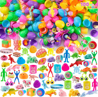 100Pcs Prefilled Easter Egg Kit | Prefilled with Toys & Stickers 🐰