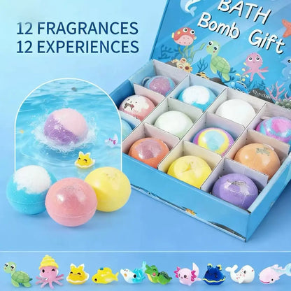Magical Surprise Bath Bombs for Kids | 12-Pack Gift Set with Hidden Toys 🛁