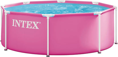 Pink Metal Frame Above Ground Pool | Round Garden Pool