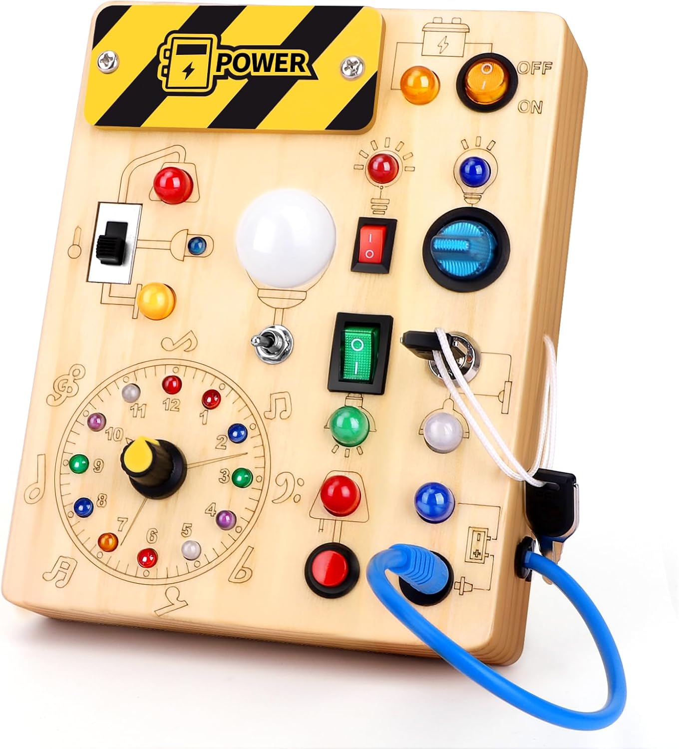 Montessori LED Busy Board | Wooden Sensory Switch Toy 💡