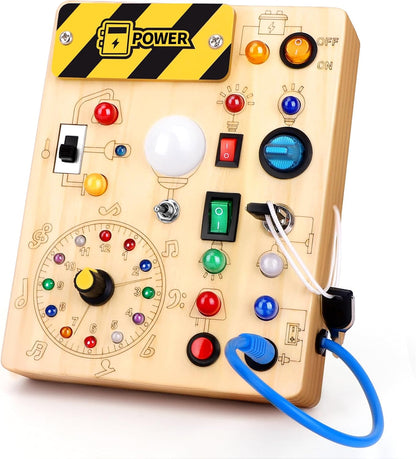 Montessori LED Busy Board | Wooden Sensory Switch Toy 💡