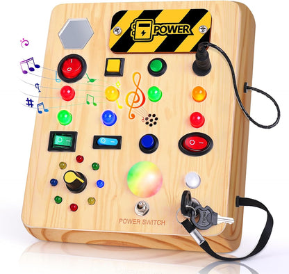 Montessori LED Busy Board | Wooden Sensory Switch Toy 💡