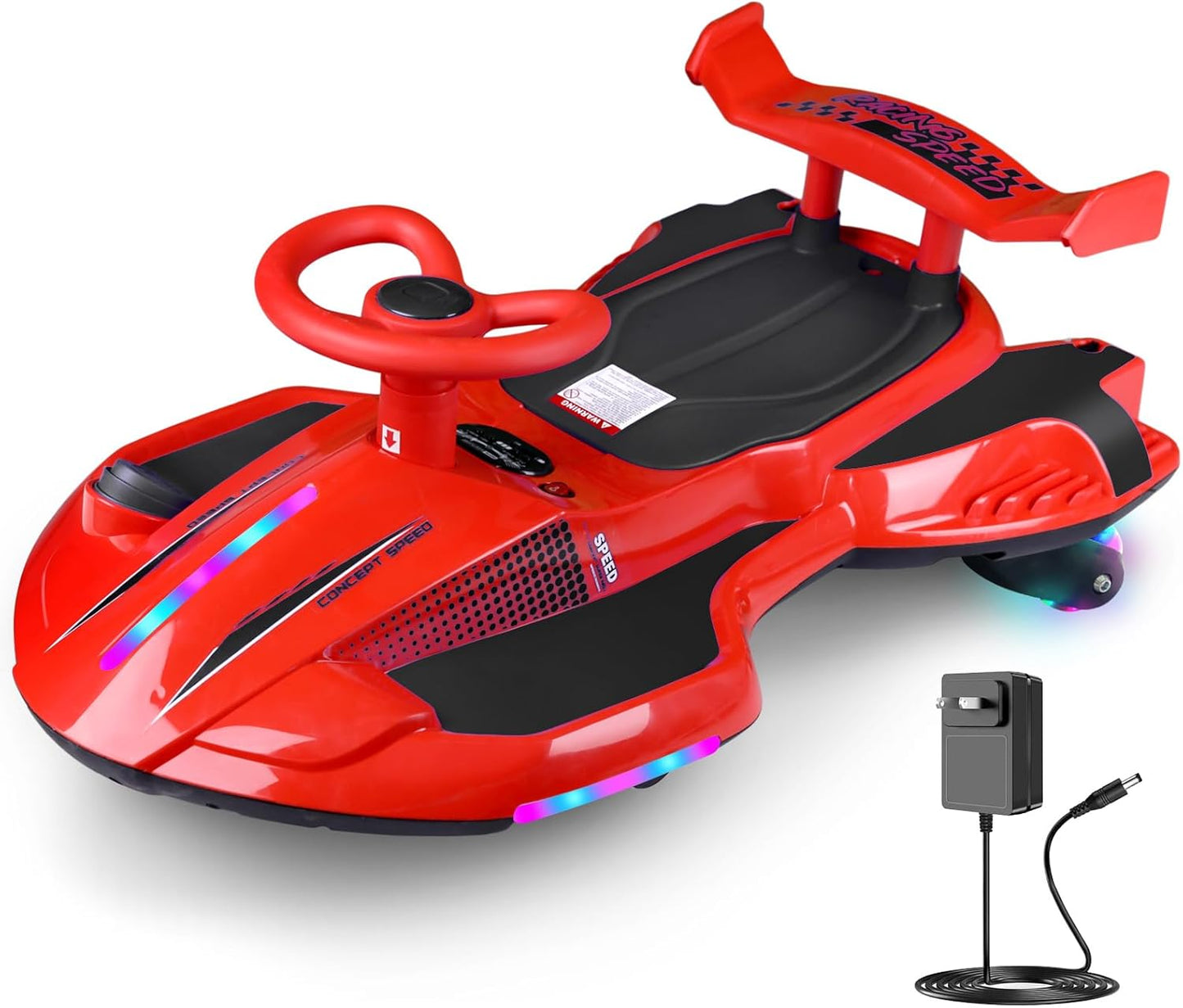 12V Electric Swing Car | Drift Kart with Bluetooth & LED Wheels 🏎️