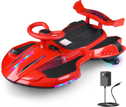 12V Electric Swing Car | Drift Kart with Bluetooth & LED Wheels 🏎️