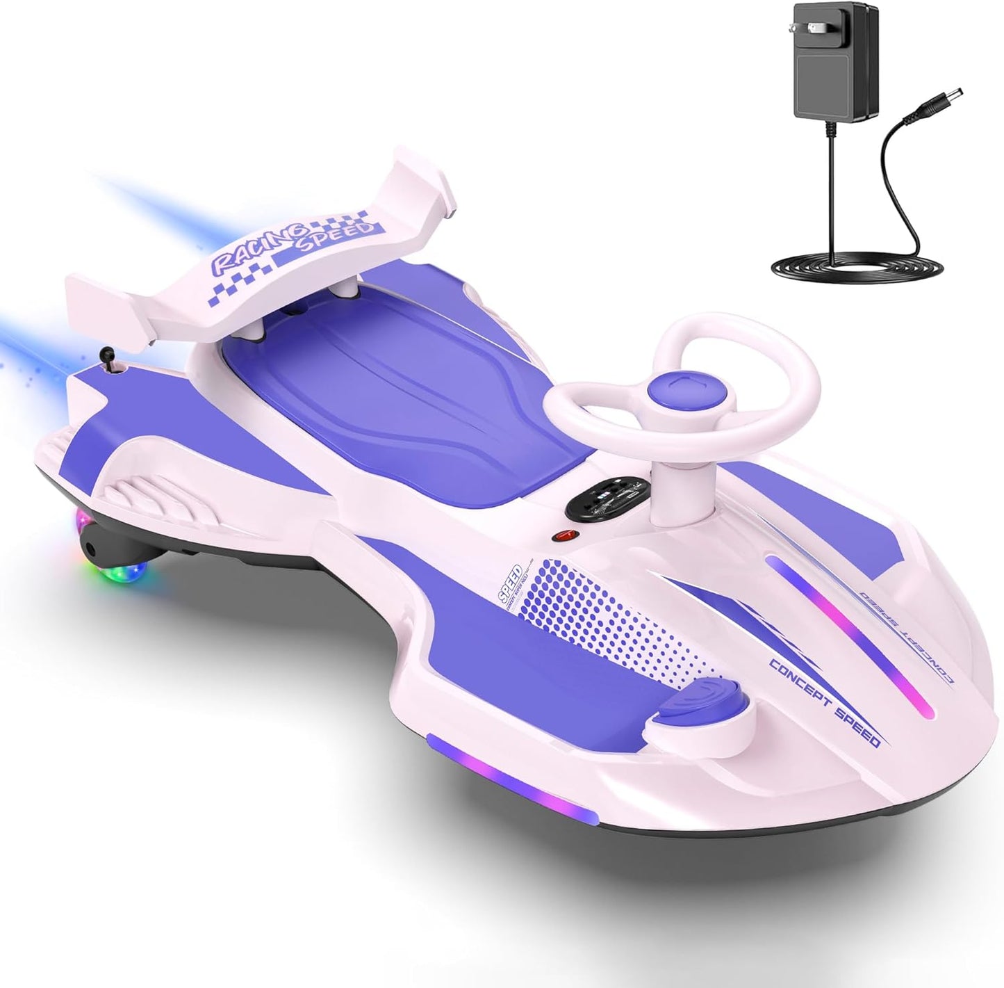 12V Electric Swing Car | Drift Kart with Bluetooth & LED Wheels 🏎️