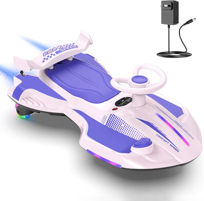 12V Electric Swing Car | Drift Kart with Bluetooth & LED Wheels 🏎️