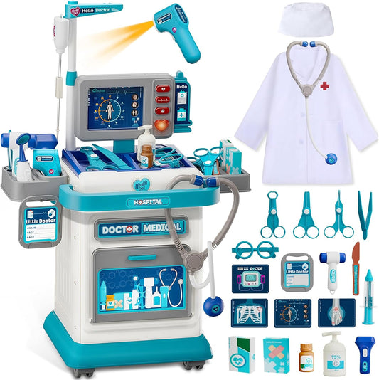 Kids Interactive Doctor Play Station | With Trolley, Stethoscope & Dress-Up 🩺