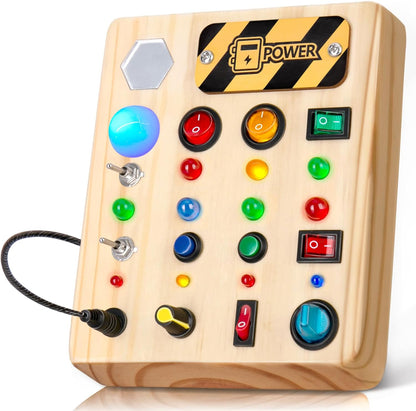 Montessori LED Busy Board | Wooden Sensory Switch Toy 💡