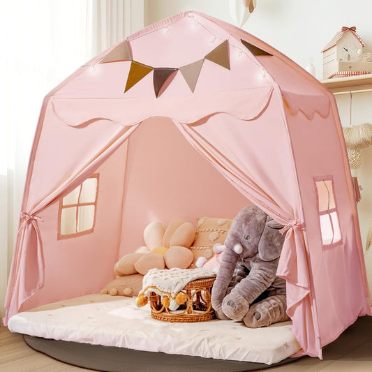 Extra Large Kids Play Tent with Star Lights & Flags ⛺✨