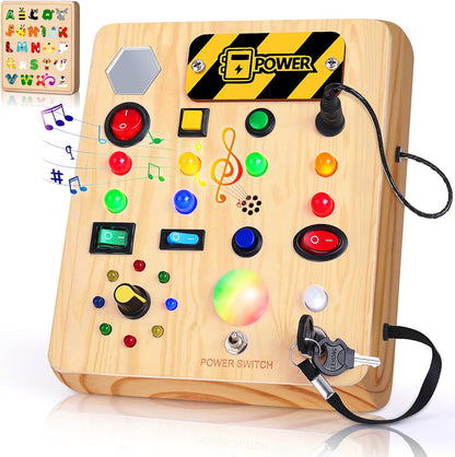 Montessori LED Busy Board | Wooden Sensory Switch Toy 💡