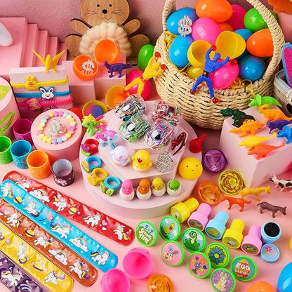 100Pcs Prefilled Easter Egg Kit | Prefilled with Toys & Stickers 🐰