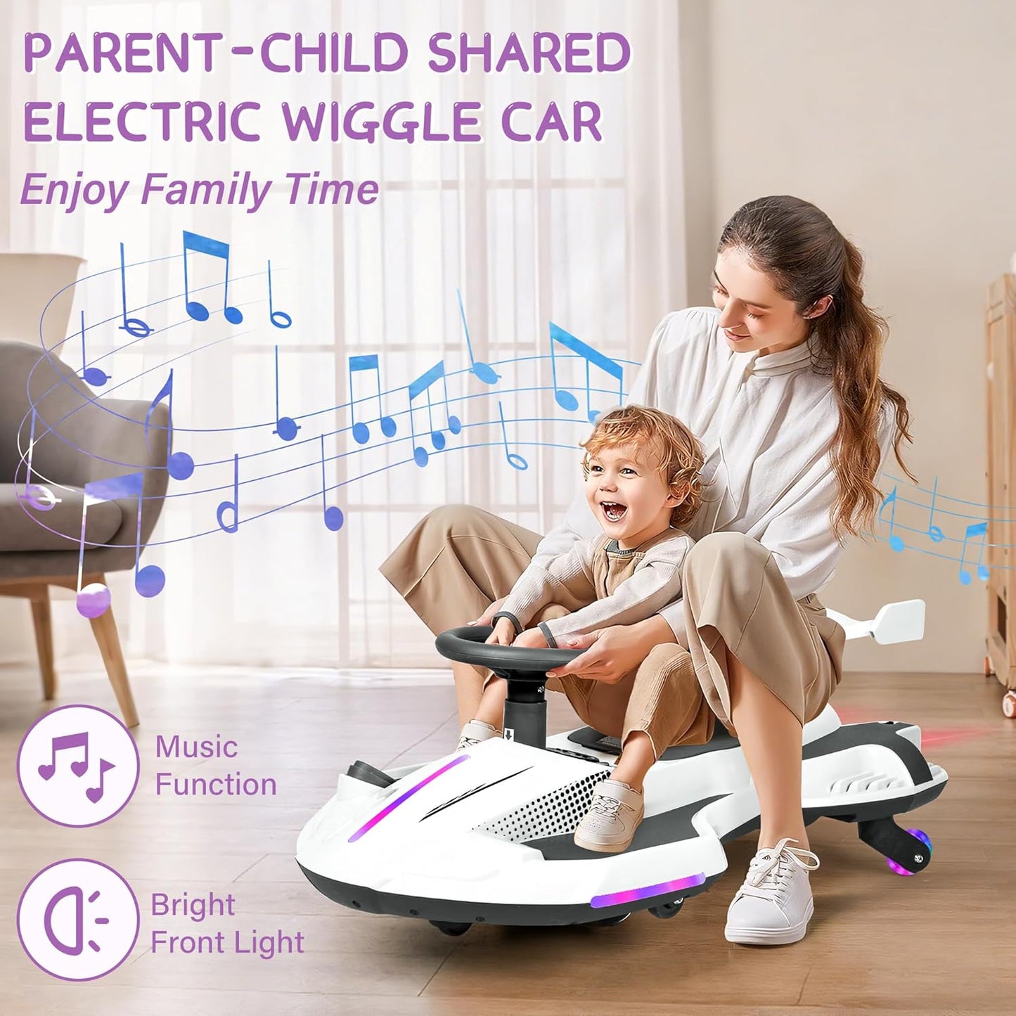 12V Electric Swing Car | Drift Kart with Bluetooth & LED Wheels 🏎️