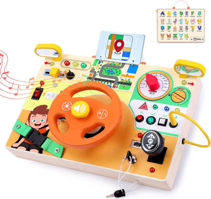 Montessori LED Busy Board | Wooden Sensory Switch Toy 💡