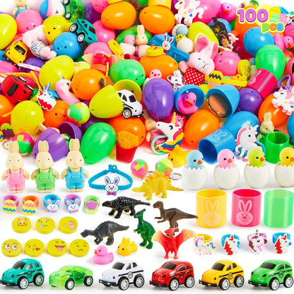 100Pcs Prefilled Easter Egg Kit | Prefilled with Toys & Stickers 🐰