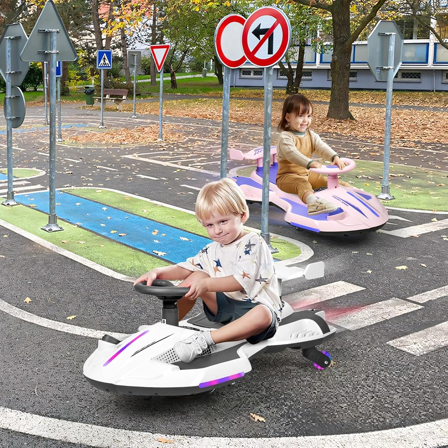 12V Electric Swing Car | Drift Kart with Bluetooth & LED Wheels 🏎️